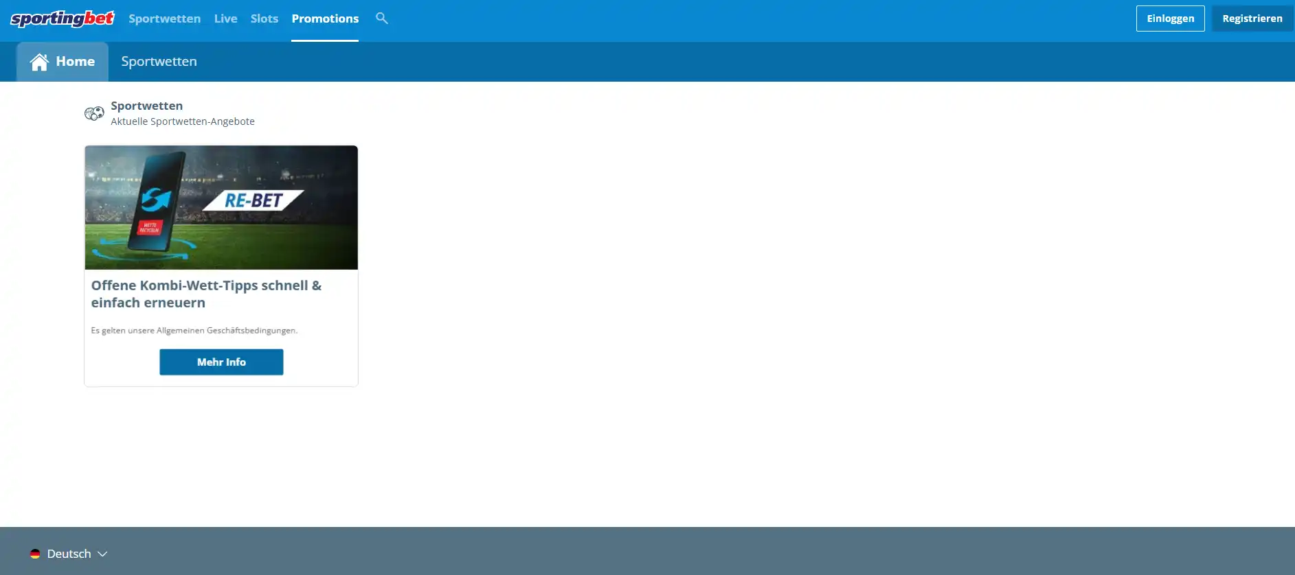 Sportaktionen bei Sportingbet mit Eintrag zu offenen Kombi-Wett-Tipps
